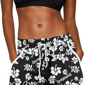 Women Summer Floral Beach Boardshorts with Pockets Swim Trunks
